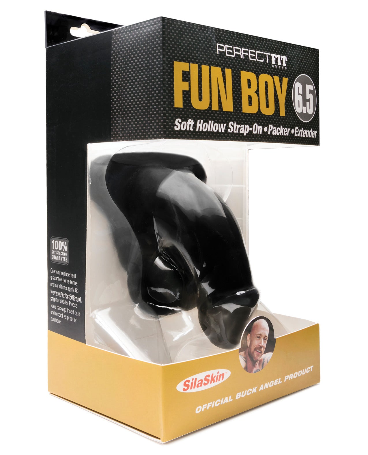 Perfect Fit Buck Angel Fun Boy Soft Hollow 6.5" Strap On Packer - Black - LUST Depot