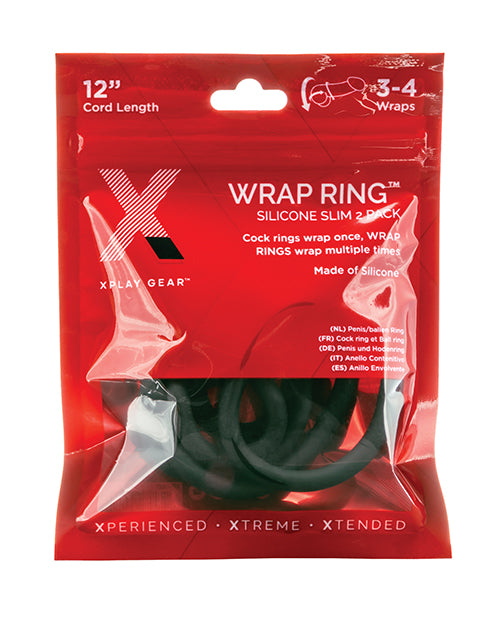 Xplay Gear Silicone 12" Slim Wrap Ring - Black Pack Of 2 - LUST Depot