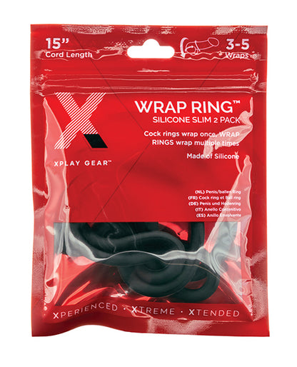 Xplay Gear Silicone 15" Slim Wrap Ring - Black Pack Of 2 - LUST Depot