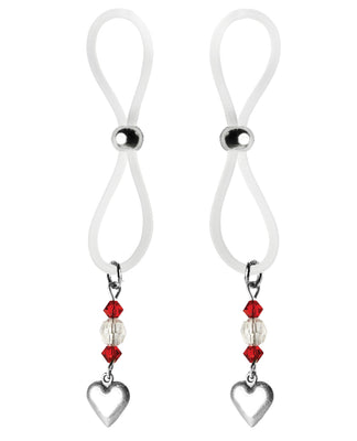 Bijoux De Nip Nipple Halos Heart Charm - Red-clear