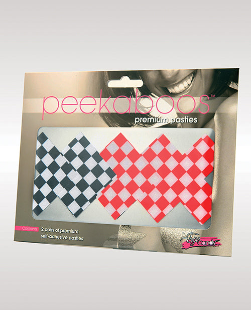 Peekaboos Off The Wall Checkered Pasties - 2 Pairs 1 Black-1 Red - LUST Depot