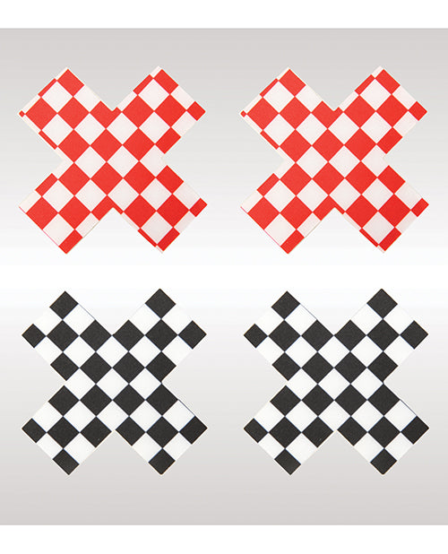 Peekaboos Off The Wall Checkered Pasties - 2 Pairs 1 Black-1 Red - LUST Depot