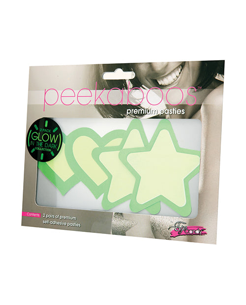 Peekaboos Glow In The Dark Hearts & Stars - Green 2 Pairs - LUST Depot