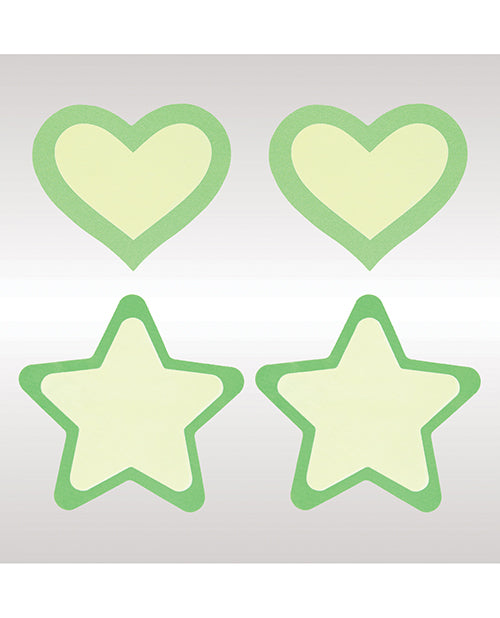 Peekaboos Glow In The Dark Hearts & Stars - Green 2 Pairs - LUST Depot