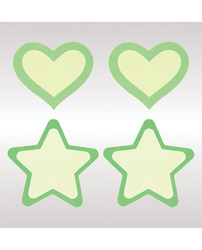 Peekaboos Glow In The Dark Hearts & Stars - Green 2 Pairs - LUST Depot