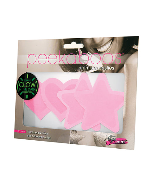 Peekaboos Glow In The Dark Hearts & Stars - Hot Pink 2 Pairs - LUST Depot