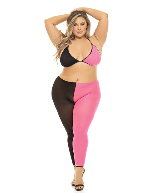 Pink Lipstick Block You Out Bra & Legging Black/pink Qn - LUST Depot