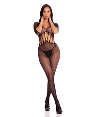 Pink Lipstick Amplify Crotchless Bodystocking Black O-s