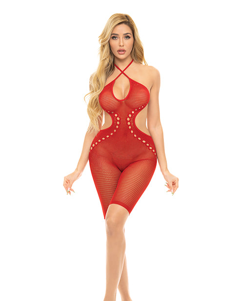 Pink Lipstick Fill Me In Bodystocking Red O/s - LUST Depot