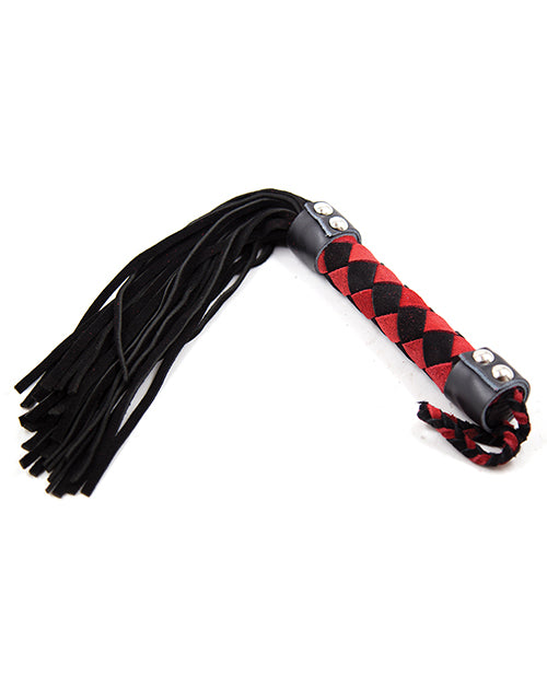 Plesur 15" Leather Flogger - Black-red - LUST Depot