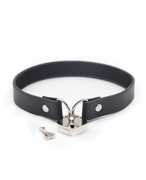 Plesur Pvc Collar W-heart Lock - Black - LUST Depot