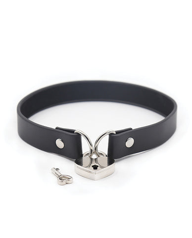 Plesur Pvc Collar W-heart Lock - Black