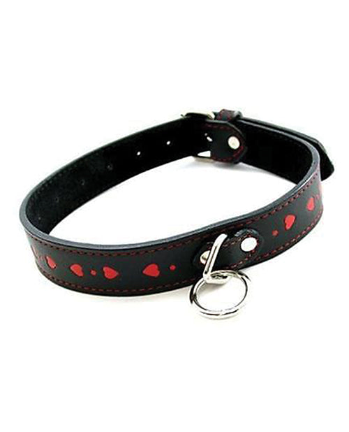 Plesur Pvc Collar W-hearts - Black-red - LUST Depot