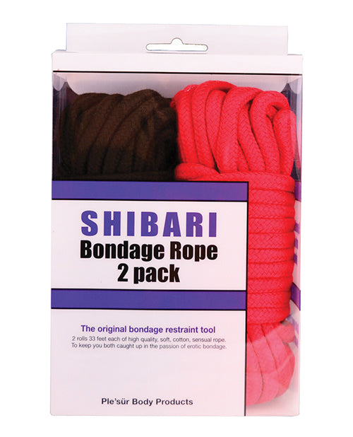 Plesur Cotton Shibari Bondage Rope 2 Pack - Black-red - LUST Depot