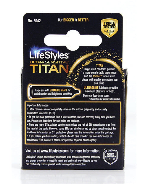 Lifestyles Ultra Sensitive Titan Condom - Pack Of 3 - LUST Depot