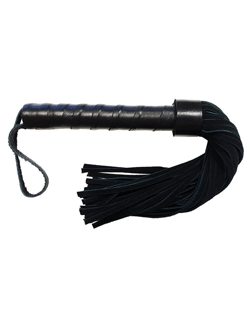 Rouge Leather Handle Short Short Suede Flogger - Black - LUST Depot