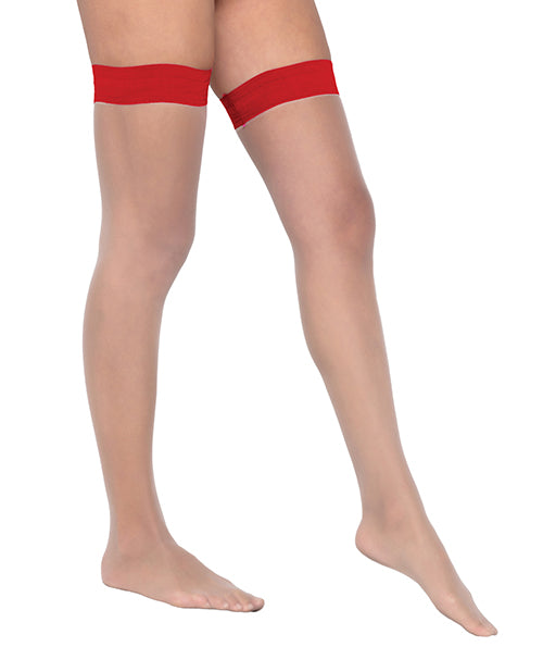 Colored Silicone Stay Up Stockings Red O/s - LUST Depot