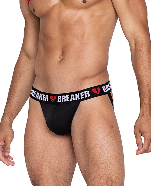 Heartbreaker Jockstrap W/contoured Pouch & Elastic Rear Straps Black/red Sm - LUST Depot