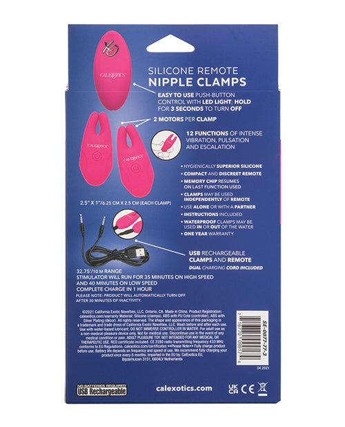 Silicone Nipple Clamps W-remote - Pink - LUST Depot