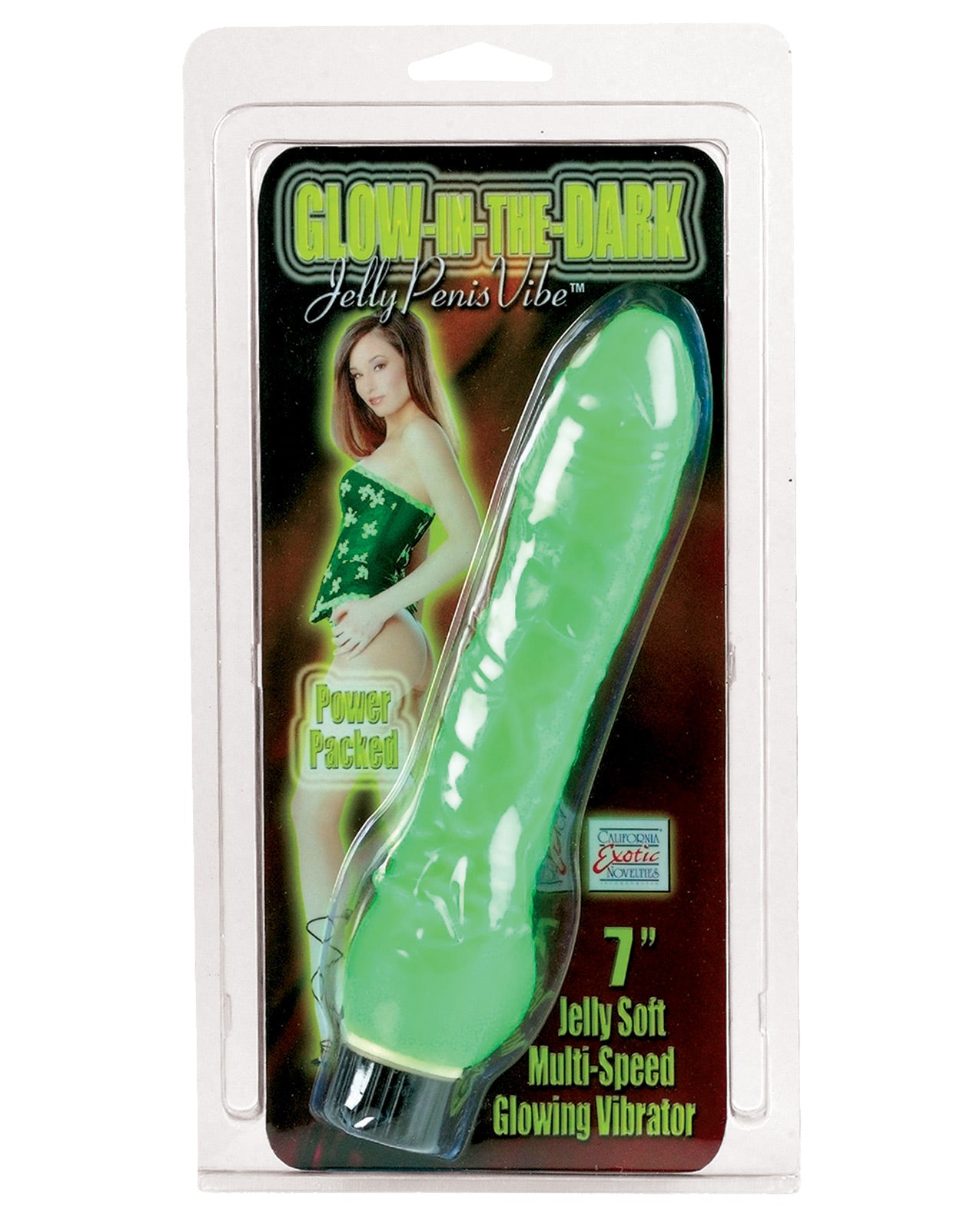 Glow-in-the-dark 7" Jelly Penis Vibe - Green - LUST Depot