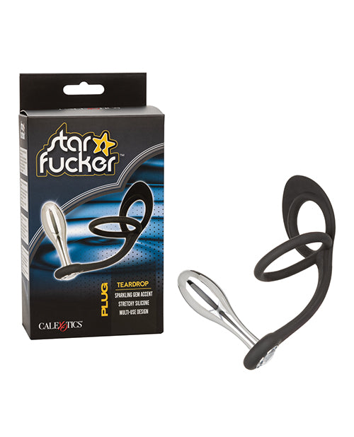 Star Fucker Teardrop Gem Plug W-silicone Enhancer - Black - LUST Depot