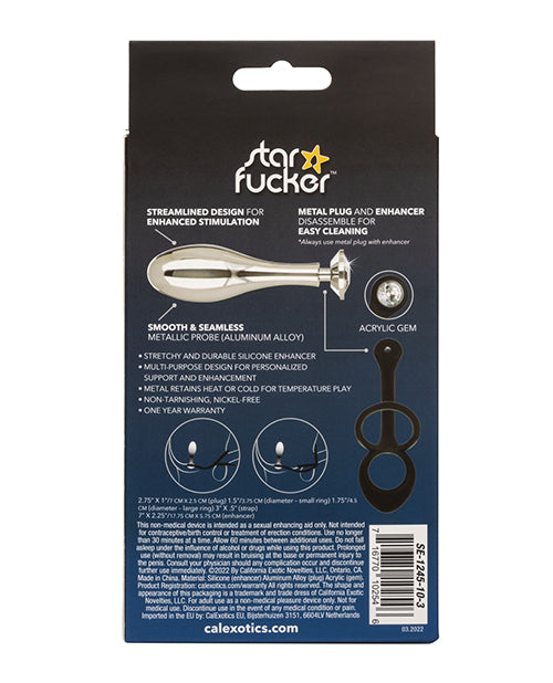 Star Fucker Teardrop Gem Plug W-silicone Enhancer - Black - LUST Depot