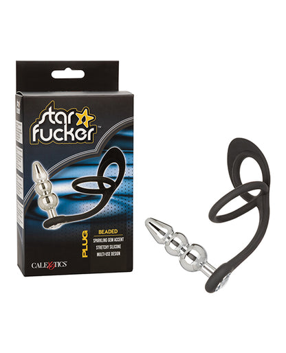 Star Fucker Beaded Gem Plug W-silicone Enhancer - Black - LUST Depot