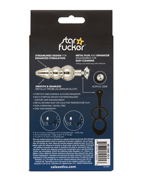 Star Fucker Beaded Gem Plug W-silicone Enhancer - Black - LUST Depot