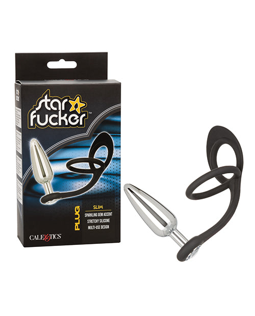 Star Fucker Slim Gem Plug W-silicone Enhancer - Black - LUST Depot