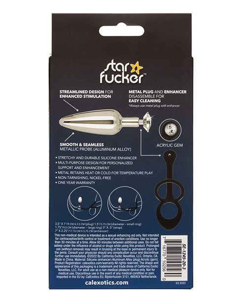 Star Fucker Slim Gem Plug W-silicone Enhancer - Black - LUST Depot