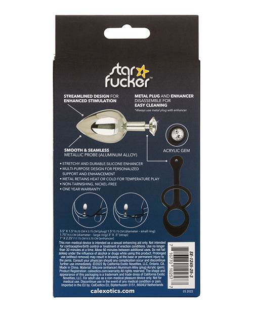 Star Fucker Xl Teardrop Gem Plug W-silicone Enhancer - Black - LUST Depot