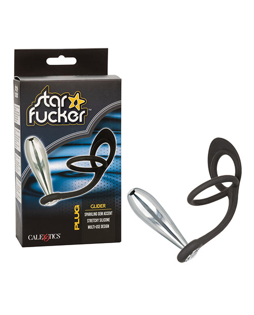 Star Fucker Glider Gem Plug W-silicone Enhancer - Black - LUST Depot