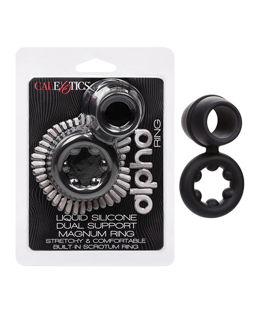 Alpha Liquid Silicone Dual Magnum Ring - Black - LUST Depot