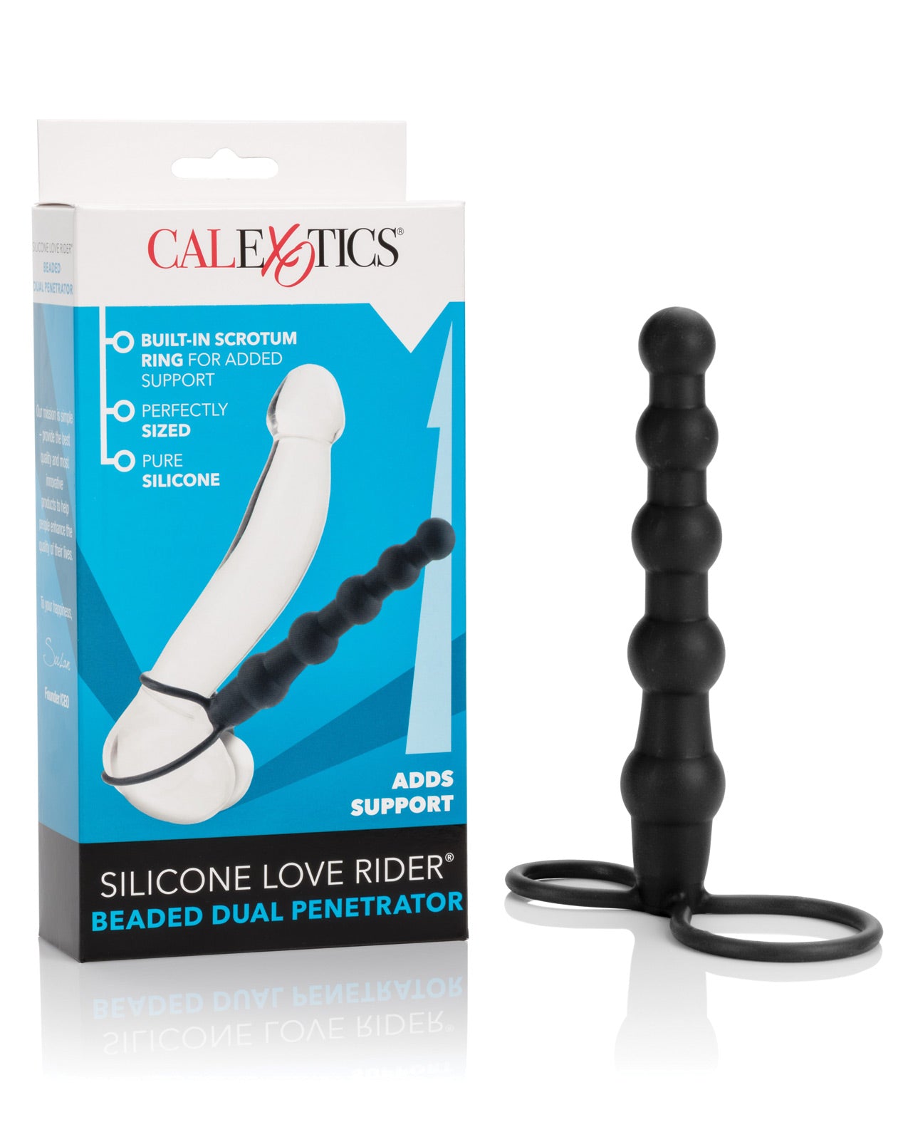 Love Rider Beaded Dual Penetrator - Black - LUST Depot