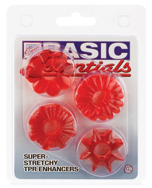 Basic Essentials Rings - Red Set Of 4 - LUST Depot