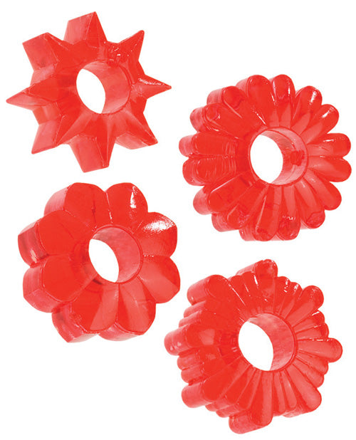 Basic Essentials Rings - Red Set Of 4 - LUST Depot