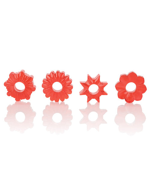 Basic Essentials Rings - Red Set Of 4 - LUST Depot