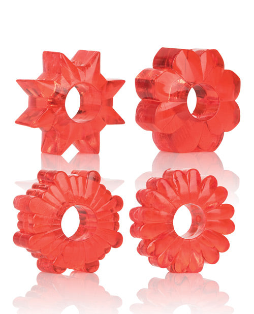 Basic Essentials Rings - Red Set Of 4 - LUST Depot