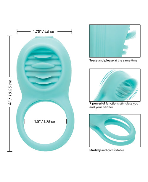 Couple's Enhancers Silicone Rechargeable French Kiss Enhancer - Teal - LUST Depot