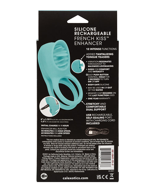 Couple's Enhancers Silicone Rechargeable French Kiss Enhancer - Teal - LUST Depot