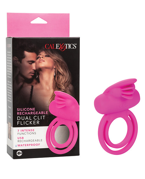 Silicone Rechargeable Dual Clit Flicker Enhancer - Pink - LUST Depot