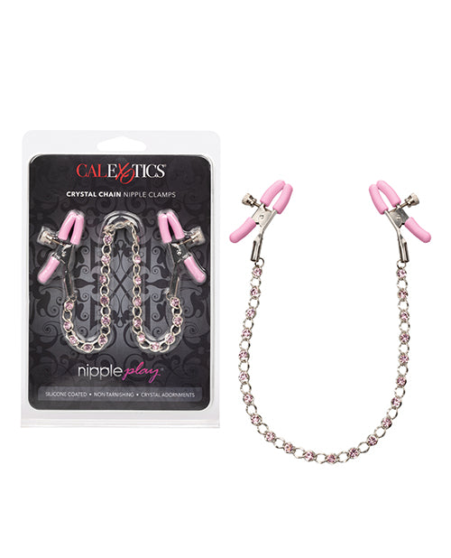 Nipple Play Crystal Chain Nipple Clamps - Pink - LUST Depot