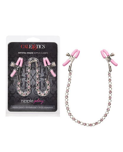 Nipple Play Crystal Chain Nipple Clamps - Pink - LUST Depot