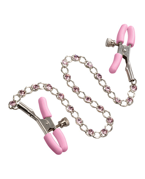 Nipple Play Crystal Chain Nipple Clamps - Pink - LUST Depot