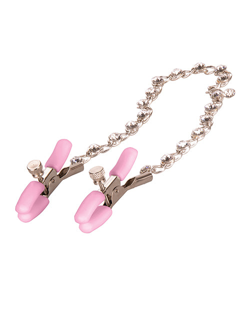 Nipple Play Crystal Chain Nipple Clamps - Pink - LUST Depot