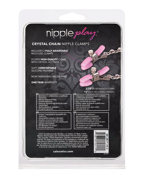 Nipple Play Crystal Chain Nipple Clamps - Pink - LUST Depot