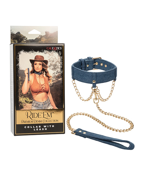 Ride 'em Premium Denim Collection Collar W/leash - LUST Depot