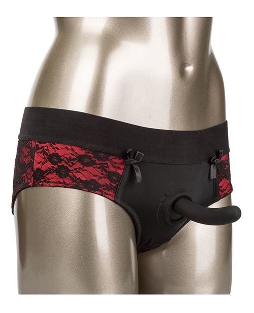 Scandal Crotchless Pegging Panty Set L-xl - Red - LUST Depot