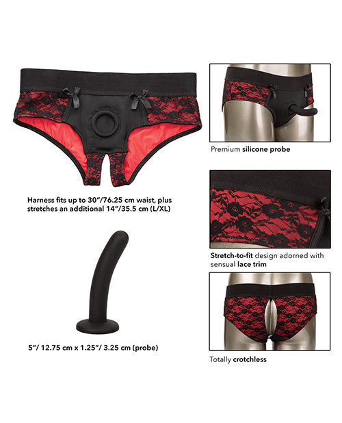 Scandal Crotchless Pegging Panty Set L-xl - Red - LUST Depot