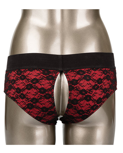 Scandal Crotchless Pegging Panty Set L-xl - Red - LUST Depot